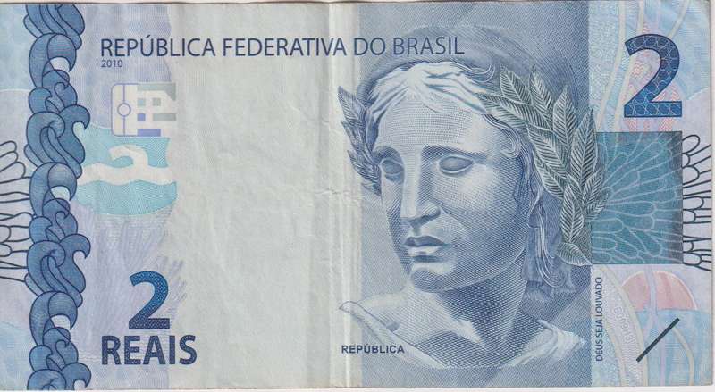 BRAZIL 2 Reals 2010 P252  XF