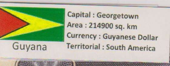 GUYANA 20 DOLLARS 2016 P30 UNC with country information sticker