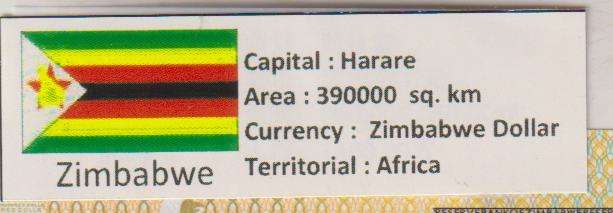 Zimbabwe 100 Dollars 2020 P 106 UNC with country information sticker