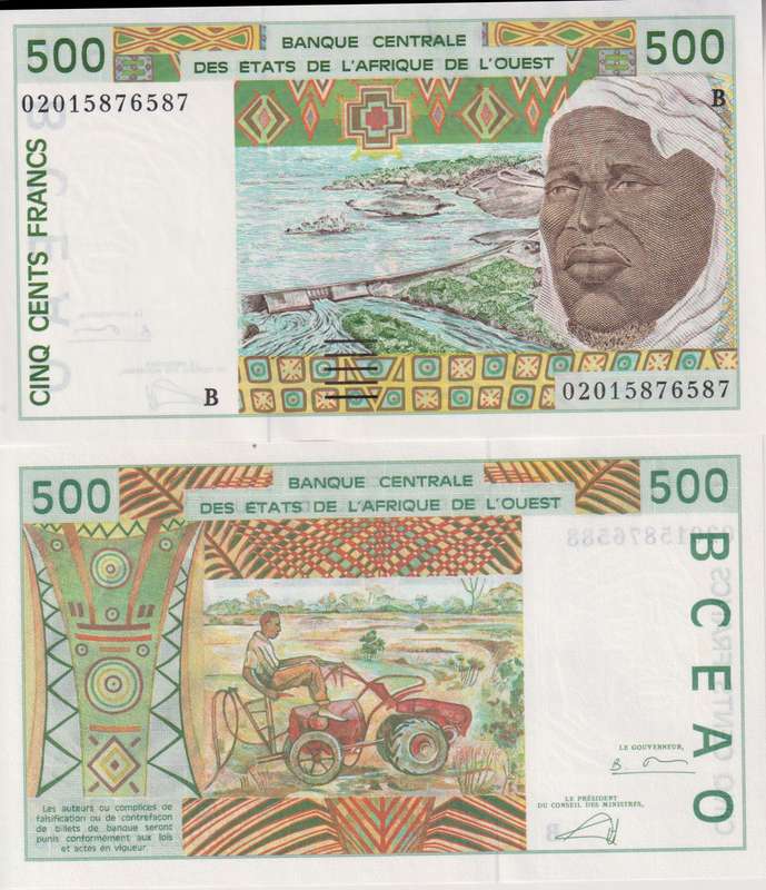 West African Republic, BENIN, 500 Francs, 2002 P210Bn VF