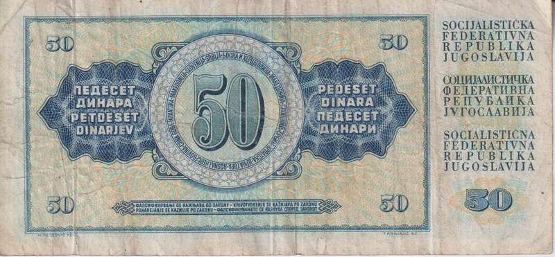 YUGOSLAVIA 50 DINARA 1968 P83 VF