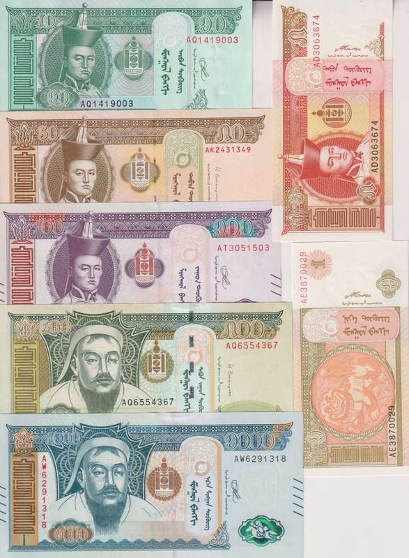 MONGOLIA  SET 0F 8 2008-2016  P61A,61B,62,63,64,65,66,67 - UNC