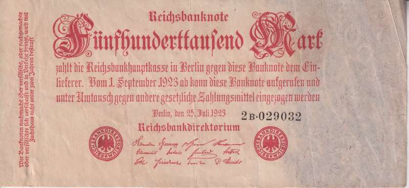 GERMANY 50,000 MARK REICHSBANKNOTE 1923 P92 VF (USED)