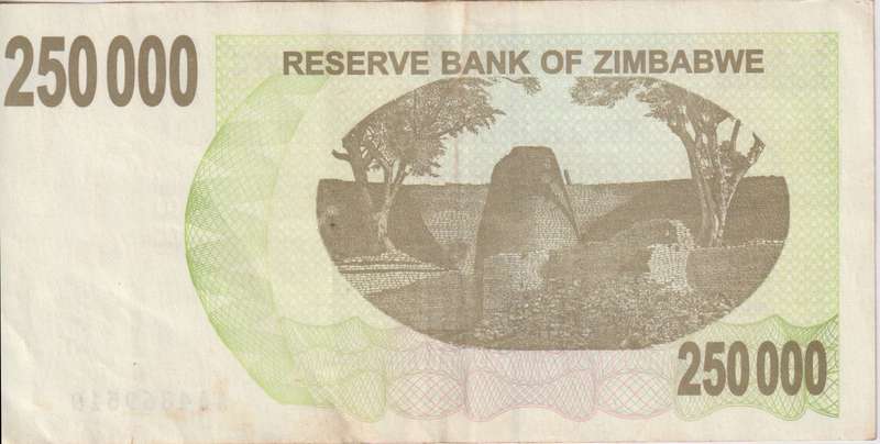 Zimbabwe 250,000 Dollars BEARER`S CHEQUE 2008 P50 VF