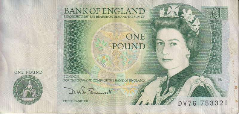 Bank of England Great Britain 1 Pound 1978-1981 `Somerset` P377b VF