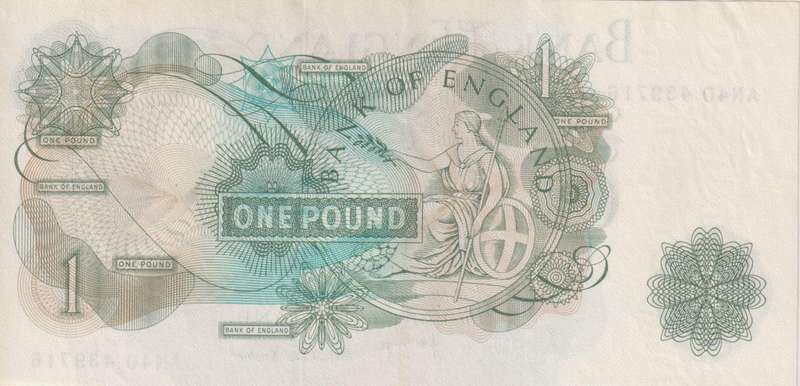 Bank of England Great Britain 1 Pound 1970-1978 `Page` P374g  XF