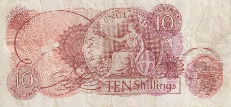 Bank of England Great Britain 10 SHILLINGS 1962-1966  'Hollom` P373b  VF