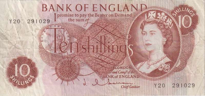 Bank of England Great Britain 10 SHILLINGS 1962-1966  'Hollom` P373b  VF