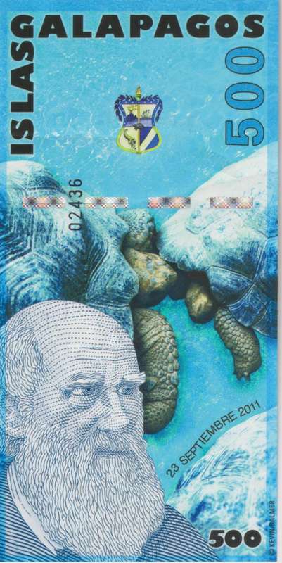 GALAPAGOS  ISLANDS 500 SUCRES 2011  DARWIN COMMEMORATIVE  VF (POLYMER)