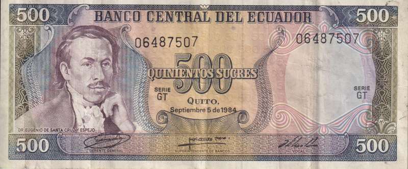ECUADOR 1000 SUCRES 1984 P-124. VF