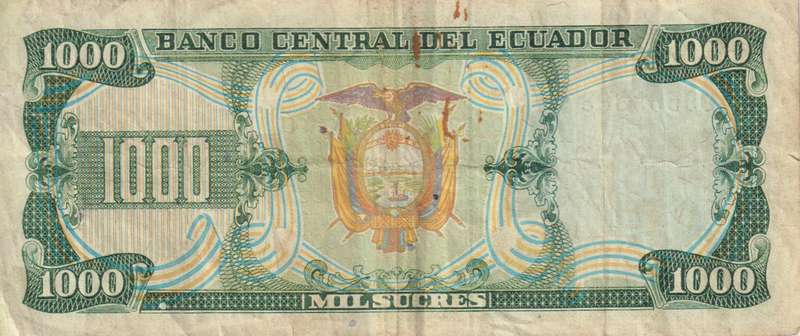 ECUADOR 1000 SUCRES 1988 P-125. VF