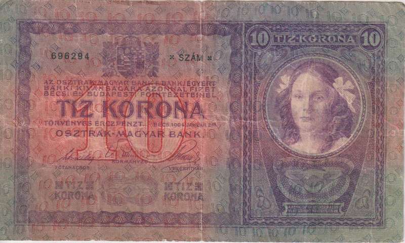 AUSTRIAN EMPIRE 10 KRONEN 1904 P9  F