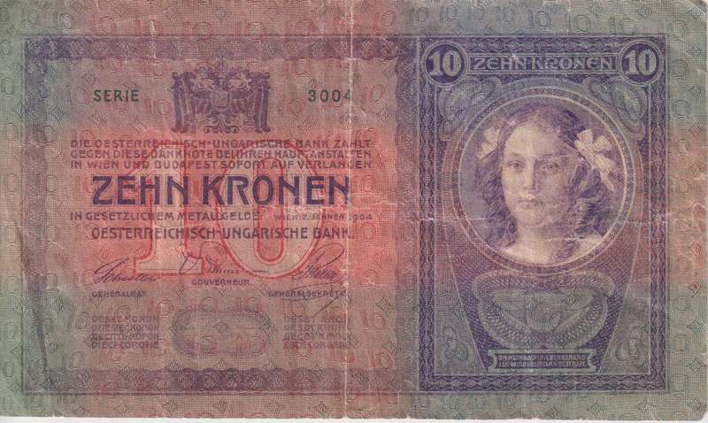 AUSTRIAN EMPIRE 10 KRONEN 1904 P9  F
