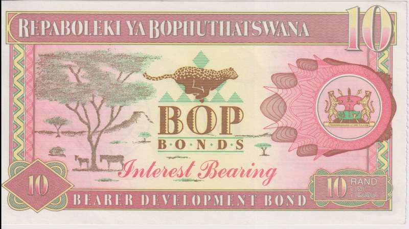 BOPHTHATSWANA - BOP BONDS - 10 RAND