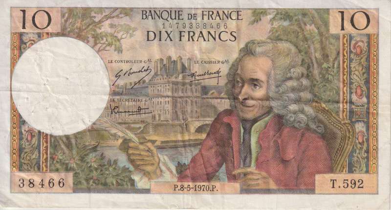 FRANCE 10 FRANCS - VOLTAIRE - 1970 P147  F