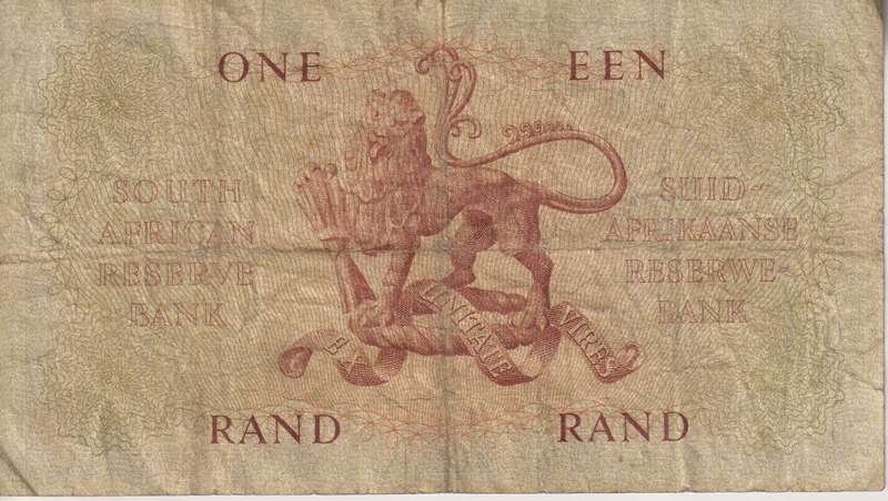 REPUBLIC OF SOUTH AFRICA - 1 RAND G.Rissik A/71 1962 #A/E 315  USED