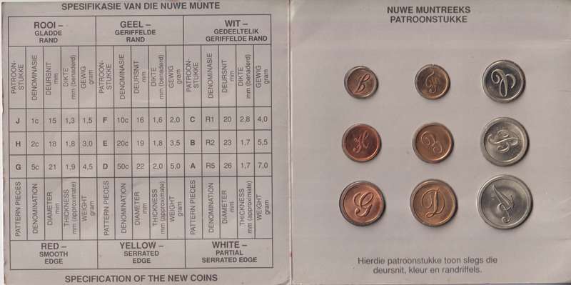 REPUBLIC OF SOUTH AFRICA - S.A. MINT COMPANY NEW COIN SERIES PATTERN PIECES