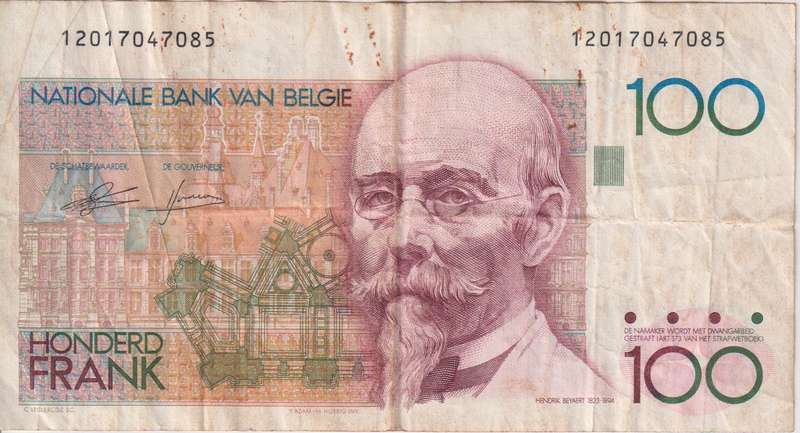 BELGIUM 100 FRANCS 1978-79 P140a  VF