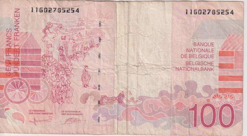 BELGIUM 100 FRANCS 1995 P147  VF