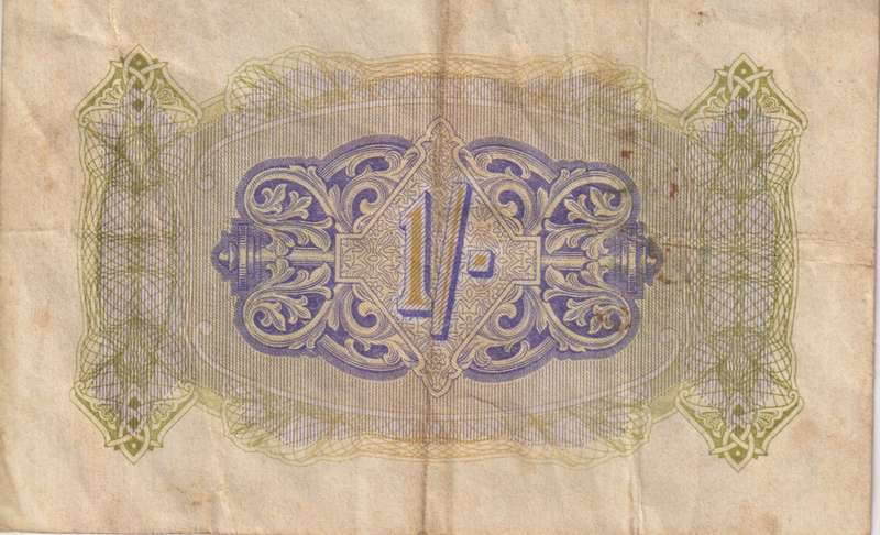 WW2 - BRITISH MILITARY AUTHORITY 1 SHILLING  1942-43  P#M2 VF