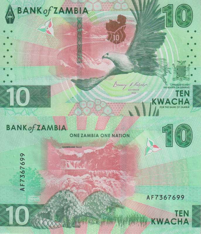 Zambia 10 Kwacha  2024, P-62, UNC