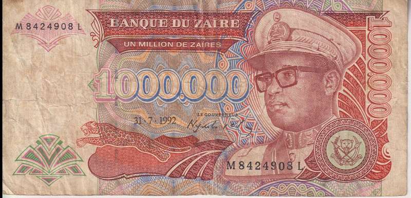 Zaire 1000000 Zaires 1992  P. 44  F