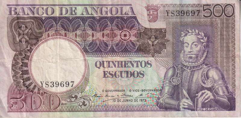 ANGOLA 500 ESCUDOS 1973 P107  VF