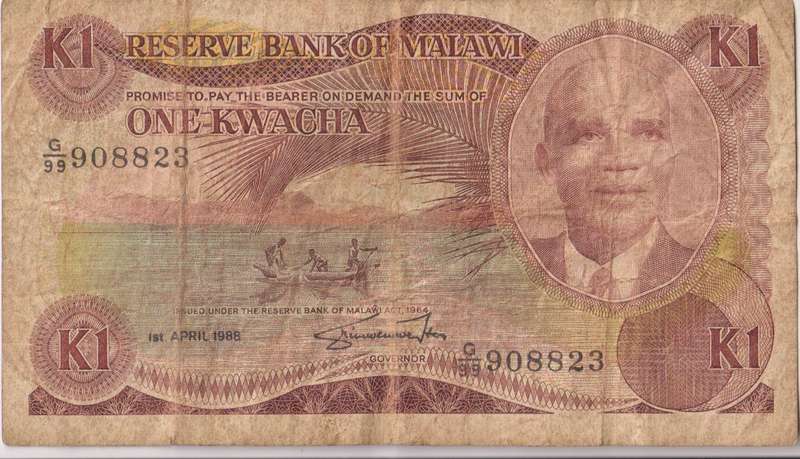 MALAWI 1 KWACHA 1988 P19b  F