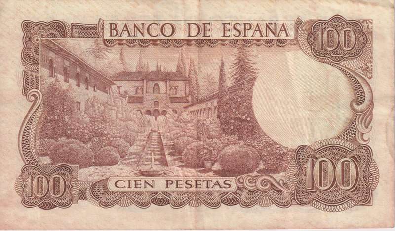 SPAIN 100 PESETAS 1970 P152 VF