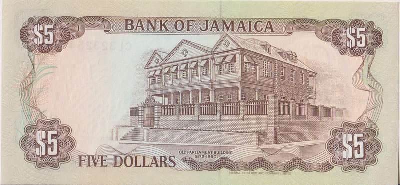 JAMAICA 5 DOLLARS 1991  P70d UNC