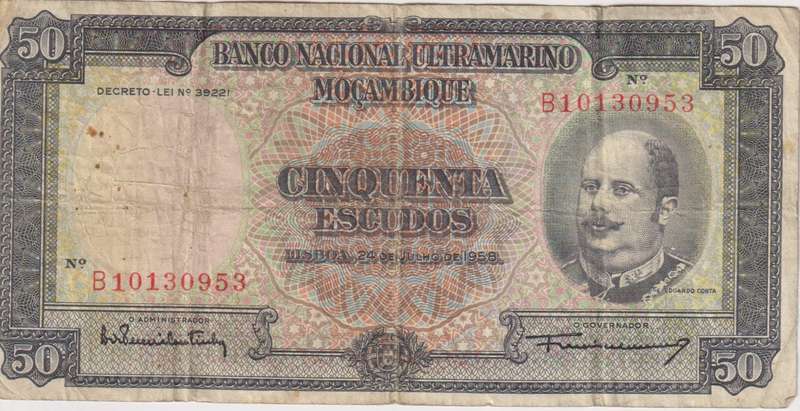 Portugal Mozambique 50 Escudos 1958 P-105 F-VF