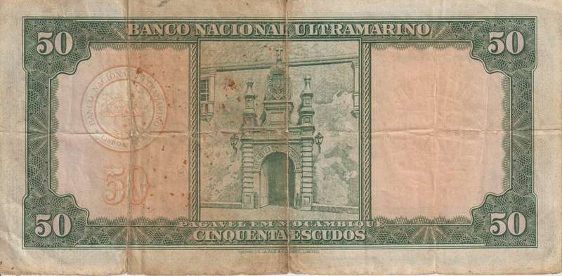 Portugal Mozambique 50 Escudos 1958 P-105  VG