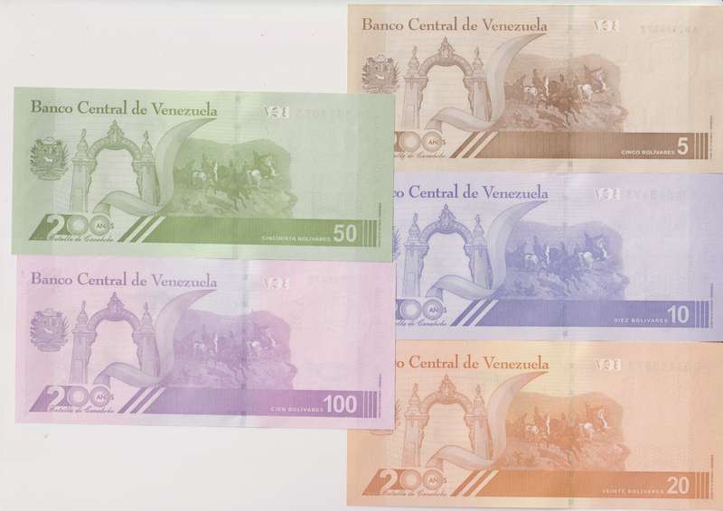 VENEZUELA 5, 10, 20 50 & 100 MILLION DIGITAL 2021 P115-119 UNC