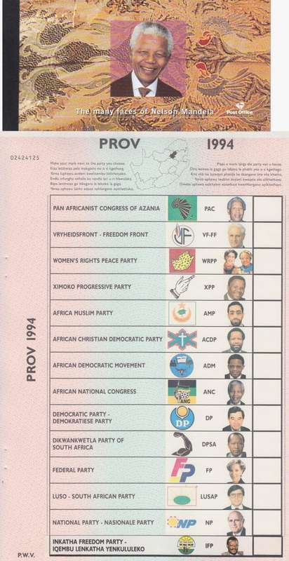 MANDELA BOOKLET & SOUTH AFRICA 1994 BALLOT PAPER (PWV) with Nelson Mandela - Genuine