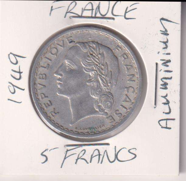 FRANCE 5 FRANCS 1949 IN COIN FLIP - ALUMINIUM