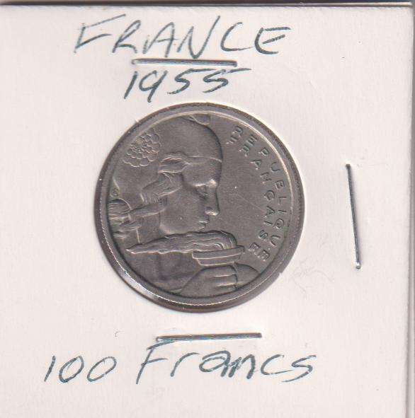 FRANCE 100 FRANCS 1955 IN COIN FLIP