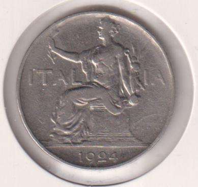 ITALY 1 LIRA 1924 IN COIN FLIP