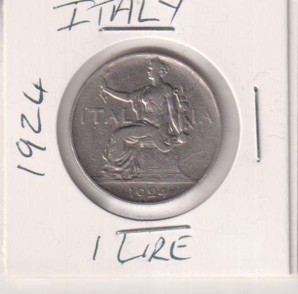 ITALY 1 LIRA 1924 IN COIN FLIP