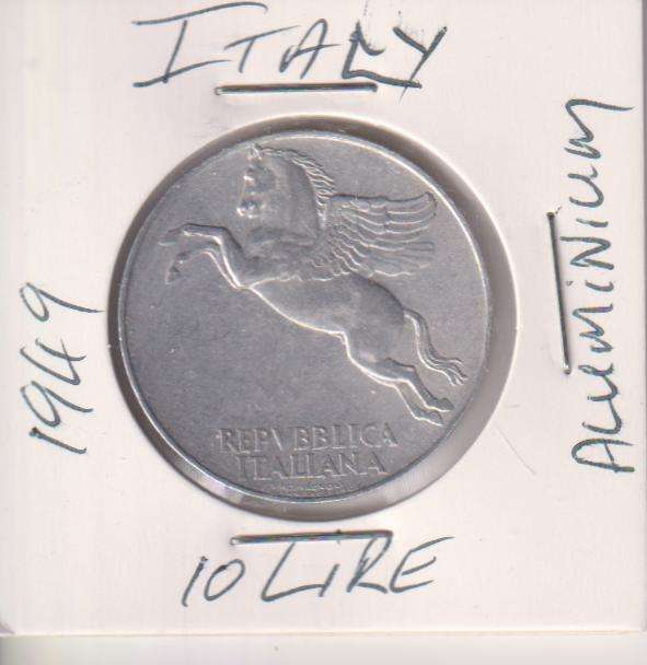 ITALY 10 LIRA 1949 IN COIN FLIP - ALUMINIUM