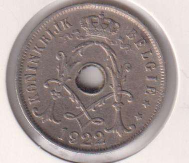 BELGIUM 25 CENTIMES 1922 IN COIN FLIP