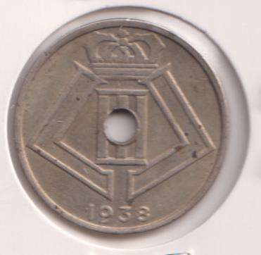 BELGIUM 25 CENTIMES 1938 IN COIN FLIP