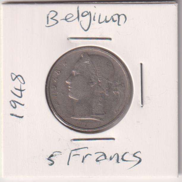 BELGIUM 5 FRANCS 1948 IN COIN FLIP