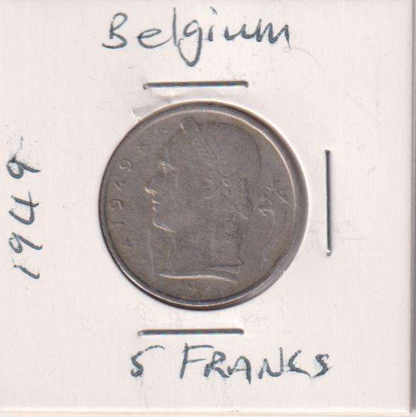 BELGIUM 5 FRANCS 1949 IN COIN FLIP
