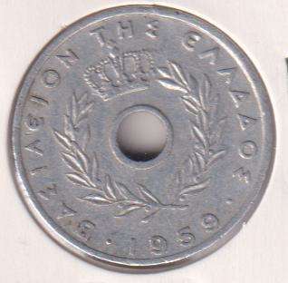 GREECE 20 LEPTA 1959 IN COIN FLIP