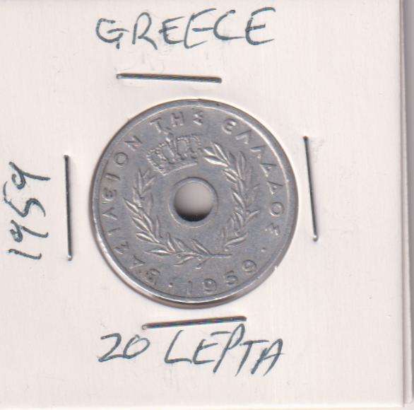 GREECE 20 LEPTA 1959 IN COIN FLIP
