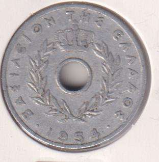 GREECE 20 LEPTA 1954 IN COIN FLIP