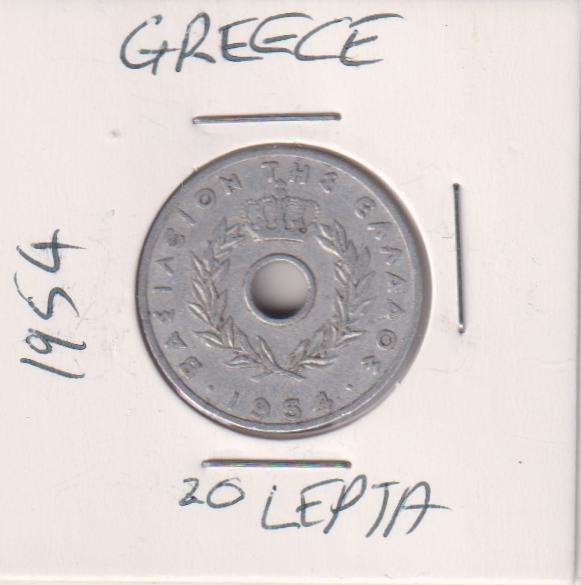 GREECE 20 LEPTA 1954 IN COIN FLIP