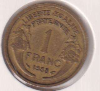 FRANCE 1 FRANC 1938 IN COIN FLIP