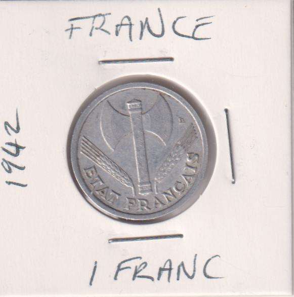 FRANCE 1 FRANC 1942 IN COIN FLIP - ALUMINIUM