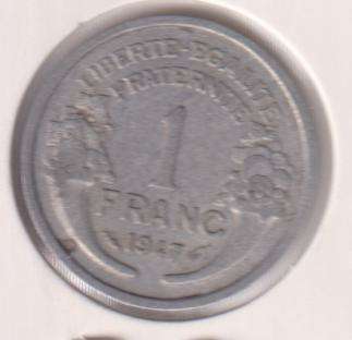 FRANCE 1 FRANC 1947 IN COIN FLIP - ALUMINIUM